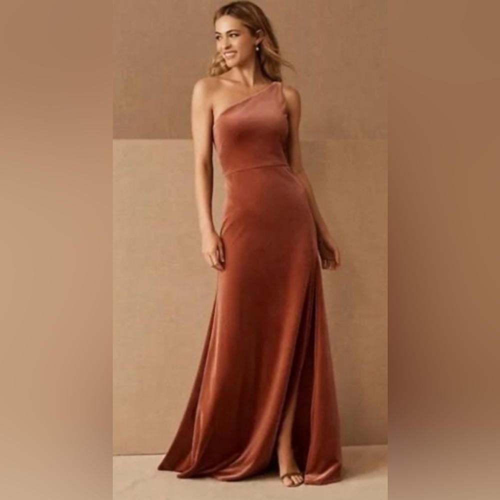 NWT BHLDN Jenny Yoo Collection Cybill Velvet One Shoulder Maxi Dress Bridesmaid